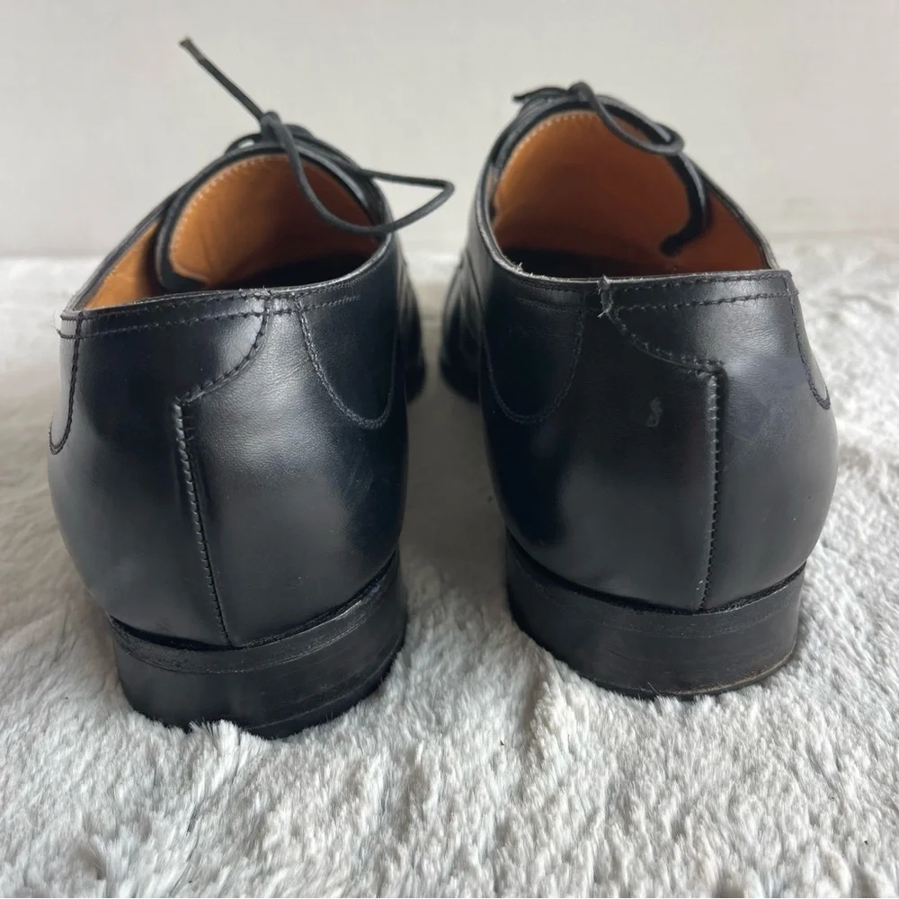 Gravati Shoes Mens 8.5 Black Italian Derby Leather Blucher Luxe ITALY